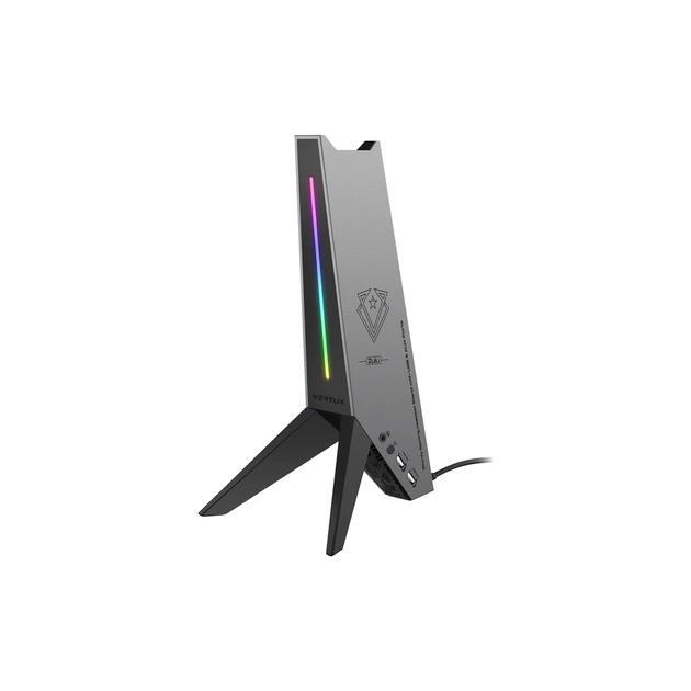 Концентратор Vertux USB 2.0 to 2xUSB 2.0 + AUX 3.5mm + stand black (zulu.black) - зображення 1
