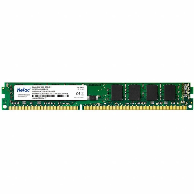 Модуль пам'яті для комп'ютера DDR3L 8GB 1600 MHz Netac (NTBSD3P16SP-08) - изображение 1