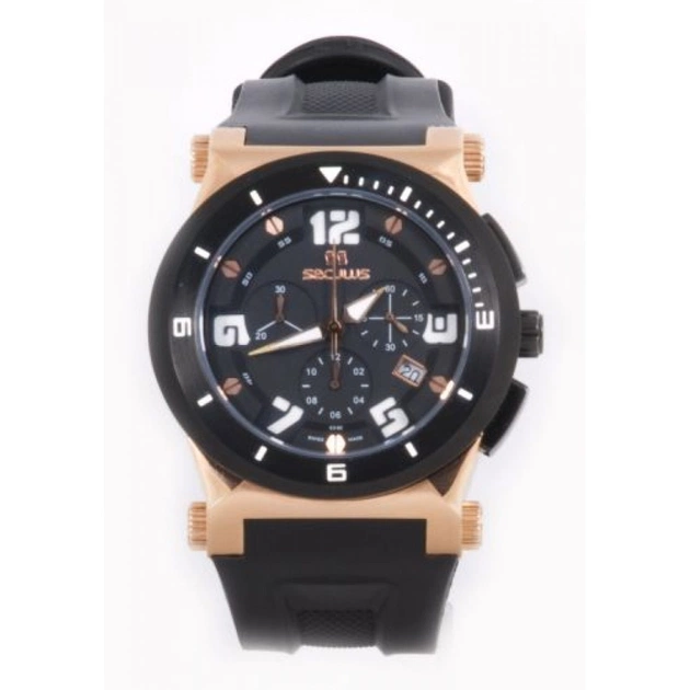 Наручний годинник Seculus 4496.2.503 black, ss-rose ipb, silicon - зображення 1