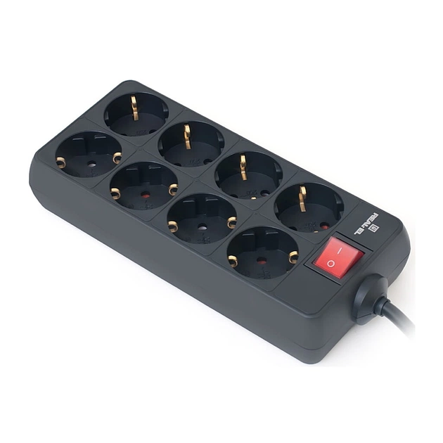 Мережевий фільтр живлення REAL-EL RS-8 Protect 5m, black (EL122300024) - зображення 1