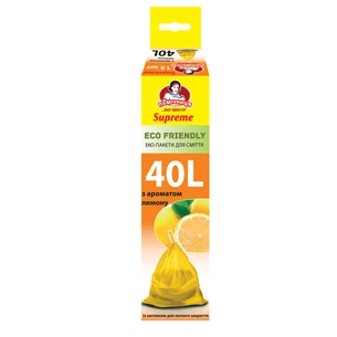 Пакети для сміття Помічниця З затяжками З ароматом лимону Eco Friendly Supreme 40 л 12 шт. (4820212004964) зображення 1