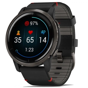 Смарт-годинник Garmin Venu 2, GPS, Wi-Fi, Black + Slate, Leather, GPS (010-02430-21) зображення 1