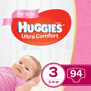 Підгузки Huggies Ultra Comfort 3 (5-9 кг) Giga для дівчаток 94 шт (5029053543666) зображення 1