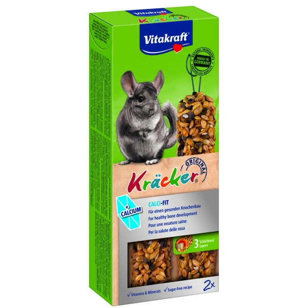 Ласощі для гризунів Vitakraft Kracker з кальцієм для шиншил 2 шт (4008239250629) - зображення 1