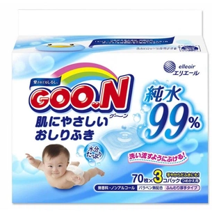 Дитячі вологі серветки GOO.N для чутливої шкіри 3 х 70 шт (733562) зображення 1