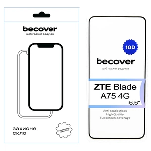 Скло захисне BeCover ZTE Blade A75 4G 10D Black (713578) зображення 1