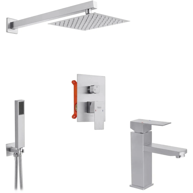 Душовий гарнітур Kroner Kubus-ESG082 + змішувач Edelstahl Kubus-ESG010 (CVS30175) - picture 1