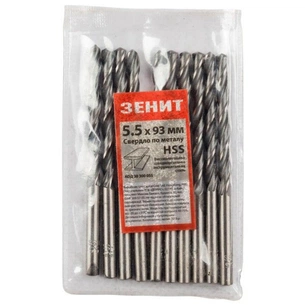Свердло Зеніт HSS по металу 5.5х93 мм (10 шт) (30300055) зображення 1