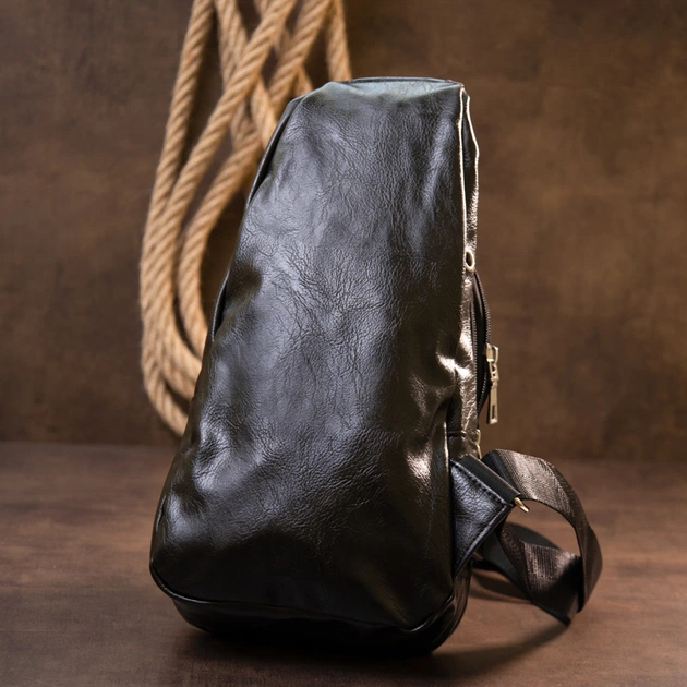 Сумка Vintage Через плечо на два отделения кожзам Черная (20559) - изображение 7