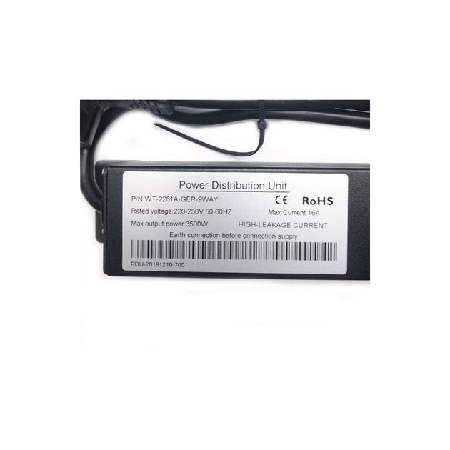 Силовий блок Eserver 19" 9 розеток, кабель 1.8м, алюм. корпус PDU 220В, 16А (WT-2261A-GER-9WAY) - picture 5