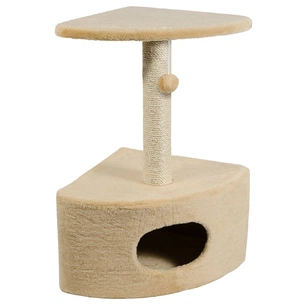 Дряпка (кігтеточка) для котів Природа Д11 з будкою кутова (бежева) (4820157403136) зображення 1
