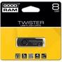 USB флеш накопичувач Goodram 8Gb Twister Black USB 2.0 (PD8GH2GRTSKKR9) - зменшене зображення 1