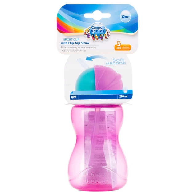Поильник-непроливайка Canpol babies с трубкой 270 мл Розовый (56/109_pin) - изображение 6