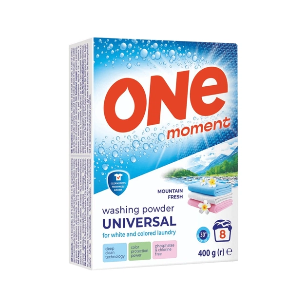 Пральний порошок One Moment Universal Гірська свіжість 400 г (4820178065658) - зображення 1