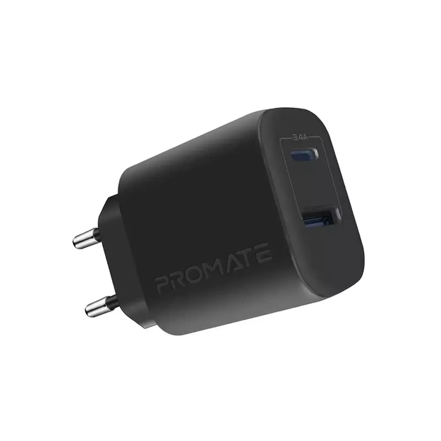Зарядний пристрій Promate biplug.black - изображение 1