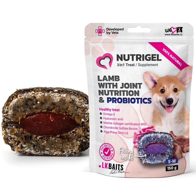 Лакомство для собак LK Baits Pet Nutrigel Lamb S-M для суставов с ягненком и пробиотиками (Ø 15 мм) 150 г (7777005) - изображение 1