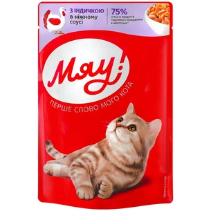 Вологий корм для кішок Мяу! З індичкою в ніжному соусі 85 г (4820269142602) зображення 1