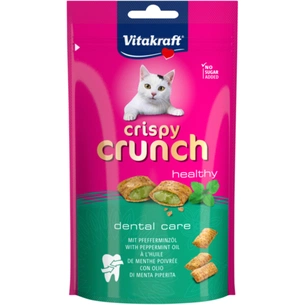 Ласощі для котів Vitakraft Crispy Crunch подушечки для зубів з м'ятою 60 г (4008239288134) зображення 1
