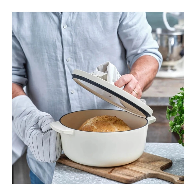 Каструля KitchenAid чавунна з кришкою 3,3 л Мигдалевий крем (CC006056-001) - picture 6