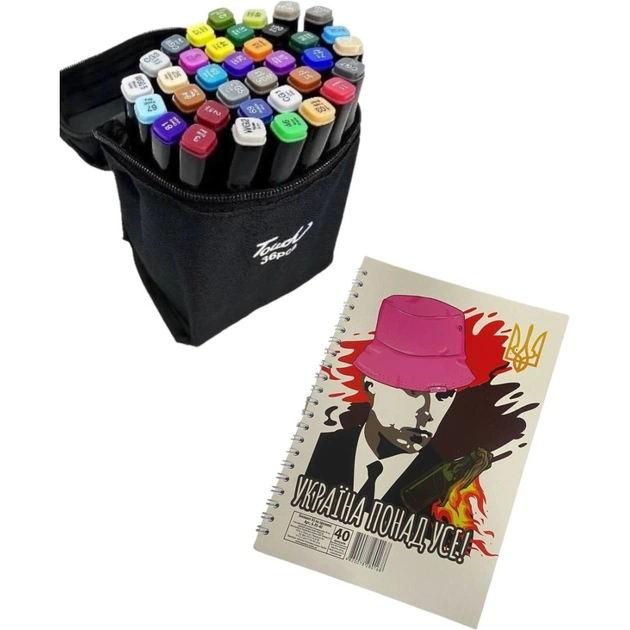 Набір маркерів Touch двосторонніх скетч маркерів 36 шт в чохлі + блокнот А5 (40 арк) в асортименті для хлопчиків (XK-MRK-BOY) - picture 11