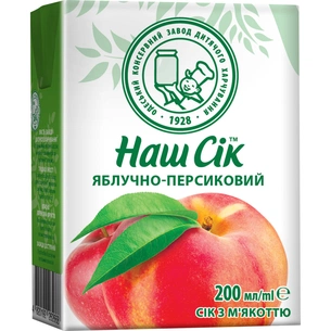 Сік дитячий Наш Сік Яблучно-персиковий з м'якоттю 200 мл (4820003689998) изображение 1
