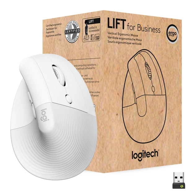 Мишка Logitech Lift Vertical Ergonomic Wireless/Bluetooth for Business Off-white (910-006496) - зображення 1