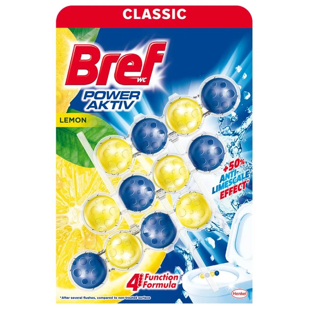 Туалетний блок Bref Сила Актив Лимон 3 х 50 г (9000100753463) - зображення 1