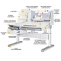 Парта Mealux Milton Electro Grey (BD-730 WG) - зменшене зображення 2
