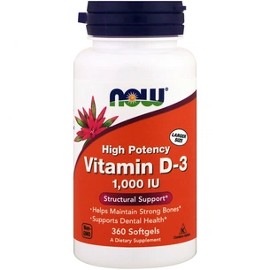 Вітамін Now Foods Вітамін D-3 1000IU, 360 желатинових капсул (NOW-00375) зображення 1