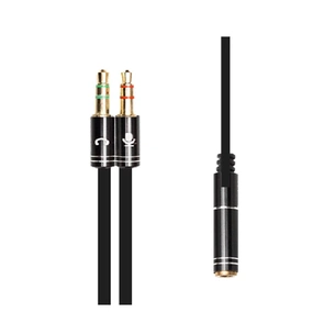 Кабель мультимедійний 3.5mm F to 2x3.5mm M 0.4m (4pin) black XoKo (AC-009) изображение 1