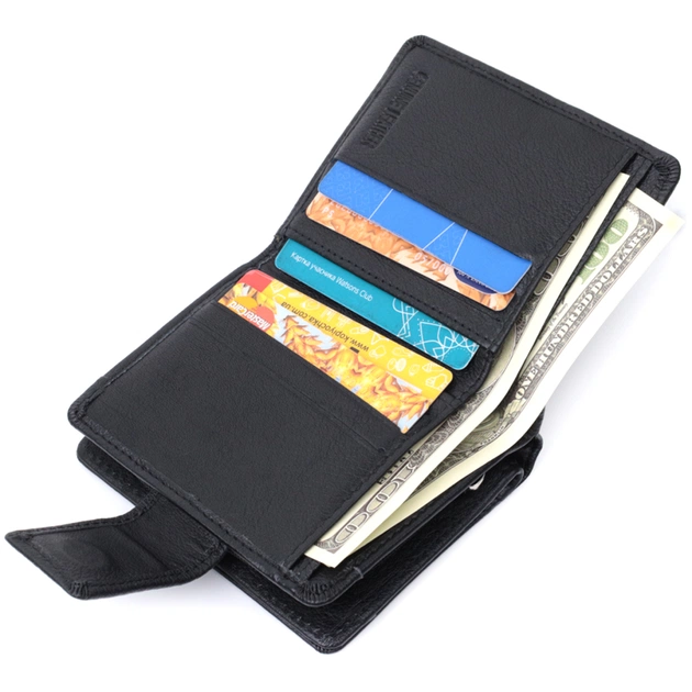Кошелек ST Leather С монетницей и блоком для пропусков из натуральной кожи Черный (22713) - изображение 7