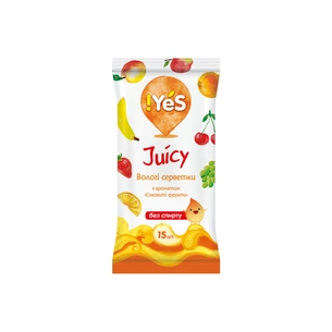 Вологі серветки !YES Соковиті фрукти 15 шт. (4820180331512) зображення 1