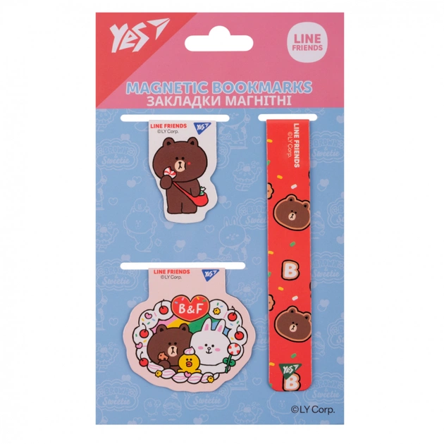 Закладки для книг Yes магнітні Line Friends 3 шт (708358) - picture 1