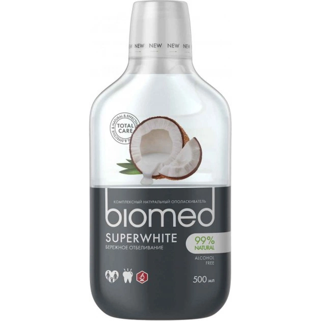 Ополіскувач для порожнини рота BioMed Superwhite дбайливе відбілювання Кокос 500 мл (7640168931032) - зображення 1