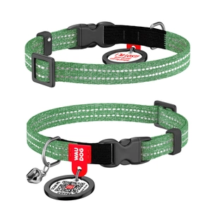 Нашийник для тварин WAUDOG Re-cotton з QR паспортом, пластиковий фастекс XS зелений (164218) зображення 1
