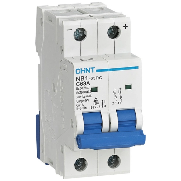 Автоматический выключатель CHINT NB1-63DC 2P C16 DC500V - изображение 1