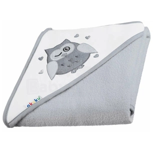 Рушник для купання Akuku з капюшоном 80x80см, сірий (A1238) зображення 1