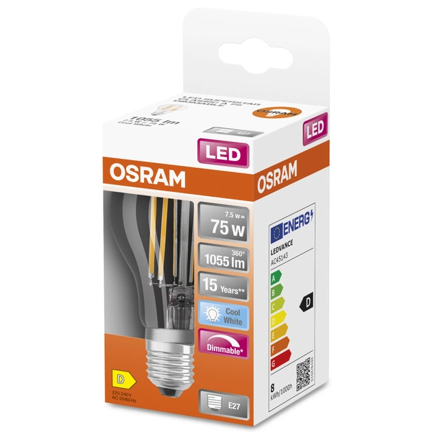 Лампочка Osram LED CLA75 DIM 7,5W/840 230V FIL E27 (4058075434967) - picture 5