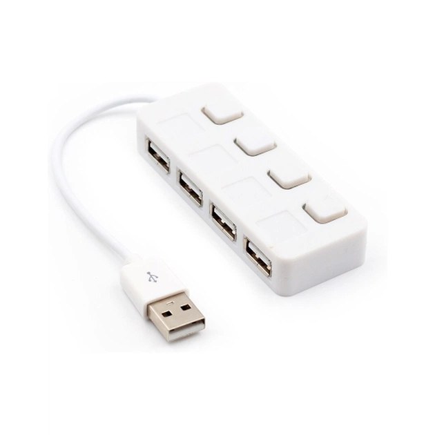 Концентратор Voltronic USB 2.0 to 4xUSB with LED buttons white (YT-H4L-W) - изображение 1