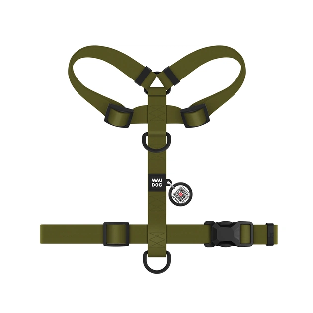 Шлея для собак WAUDOG Magnet анатомічна Н-подібна з QR-паспортом, магнітна пряжка-фастекс L хакі (262431) - picture 3