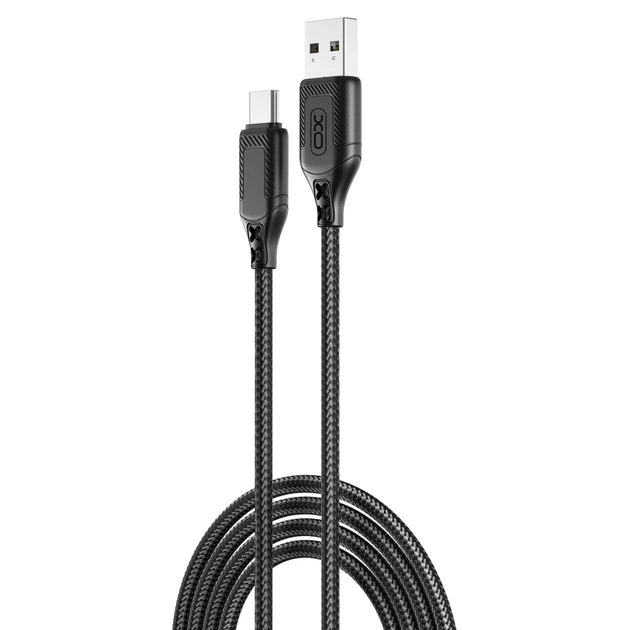 Дата кабель USB 2.0 AM to USB-C 1.0m braided black XO (NB235_C_Black) - зображення 1