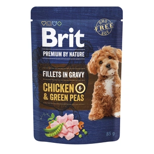 Влажный корм для собак Brit Premium Fillets in Gravy Chicken & Green Peas для малых пород 85 г (8595602572434) изображение 1