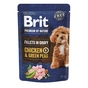 Вологий корм для собак Brit Premium Fillets in Gravy Chicken & Green Peas для малих порід 85 г (8595602572434) - зменшене зображення 1