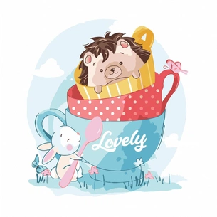 Картина по номерам Strateg Їжачок з зайченям 30х40 см (SV-0047) зображення 1