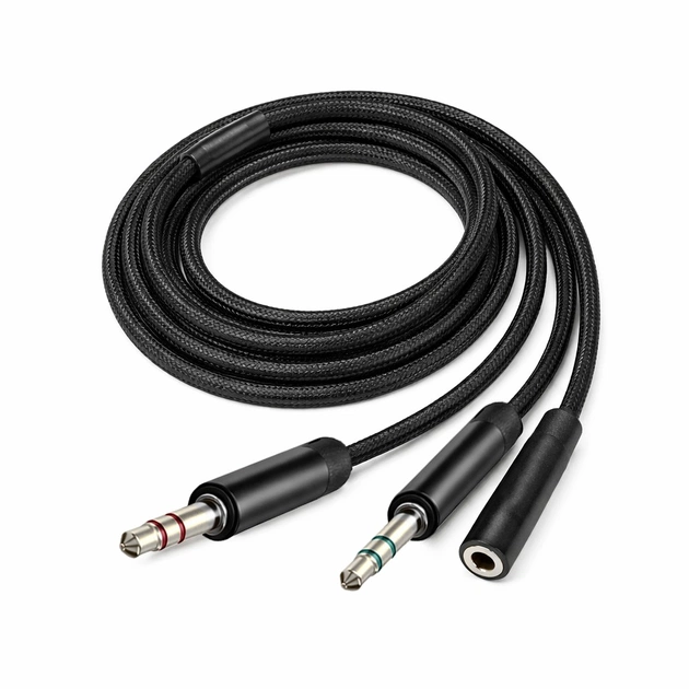 Адаптер ColorWay 3.5 мм - 2х3.5 мм (F/M), 1 м, Black (CW-AD-J2MJ) - зображення 1