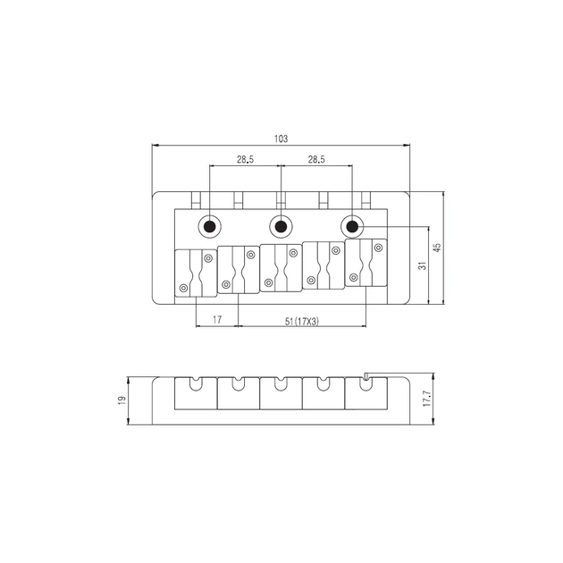Бридж для гітари Paxphil BB008 Chrome - picture 3
