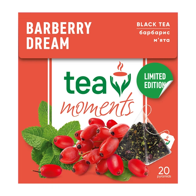 Чай Tea Moments Barberry Dream черный с барбарисом и мятой 20х1.8 г пирамидки (tm.03644) - изображение 4