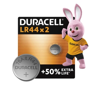 Батарейка Duracell LR44 1.5V спеціалізована лужна типу таблетка, 76A/A76/V13GA, 2шт. в упаковці (5000394504424 / 5007795) зображення 1