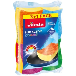 Губки кухонні Vileda Pur Active Color для тефлону 4 шт. (4023103189829) зображення 1