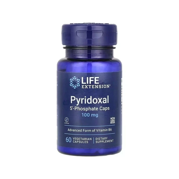 Вітамін Life Extension Піридоксаль 5''-фосфат, Вітамін B6, 100 мг, Pyridoxal 5''-Phosphate Caps, 6 (LEX-12176) - зображення 1